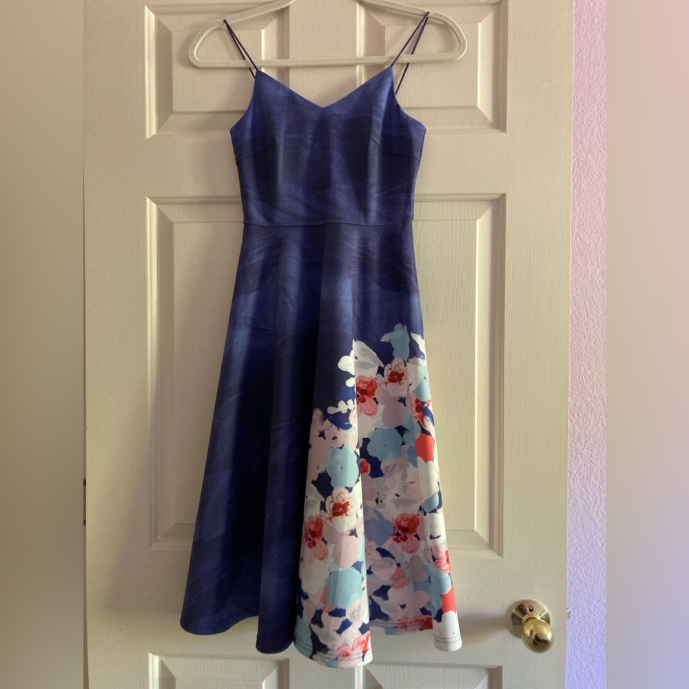 Love Bonito Fit & Flare Paint Brush Floral Dress Sz 0, 2, XS